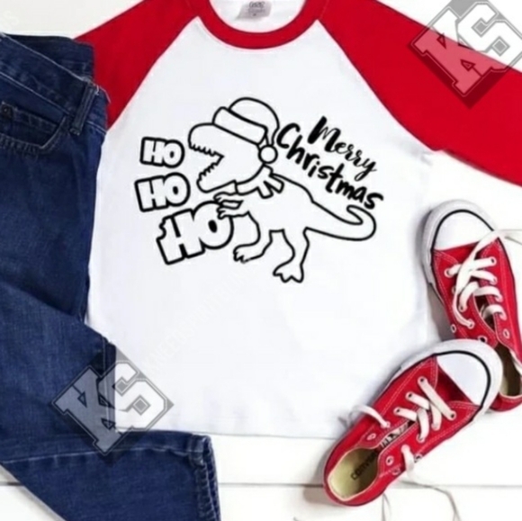 Dino Christmas Kids Coloring‎ Tee - Picture 1 of 1